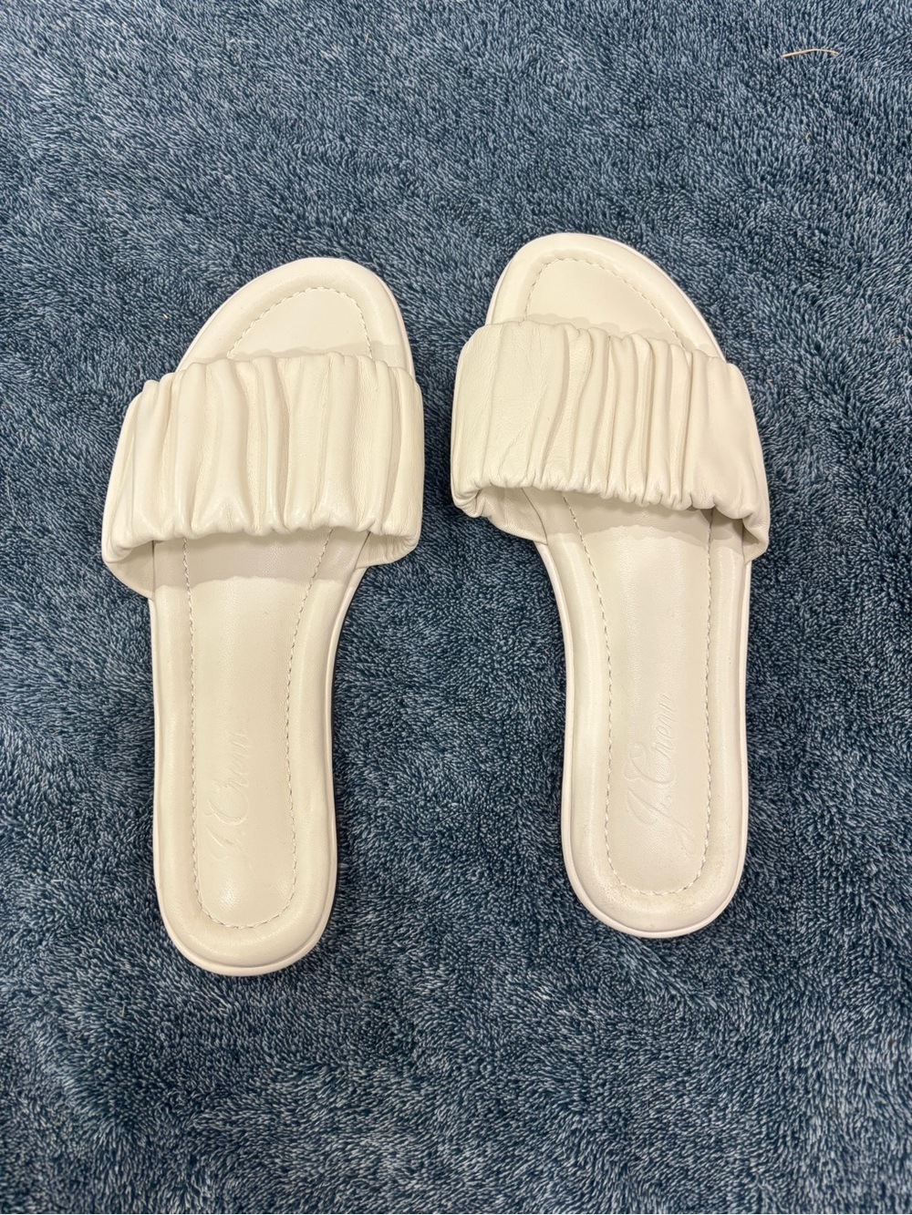 J. Crew Cream Ruched Slide Sandals